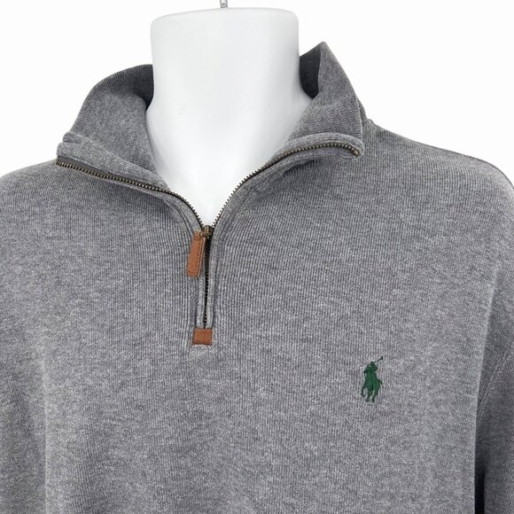 POLO RALPH LAUREN GRAY 1/4 ZIP PULLOVER SWEATER - XL - Picture 2 of 5